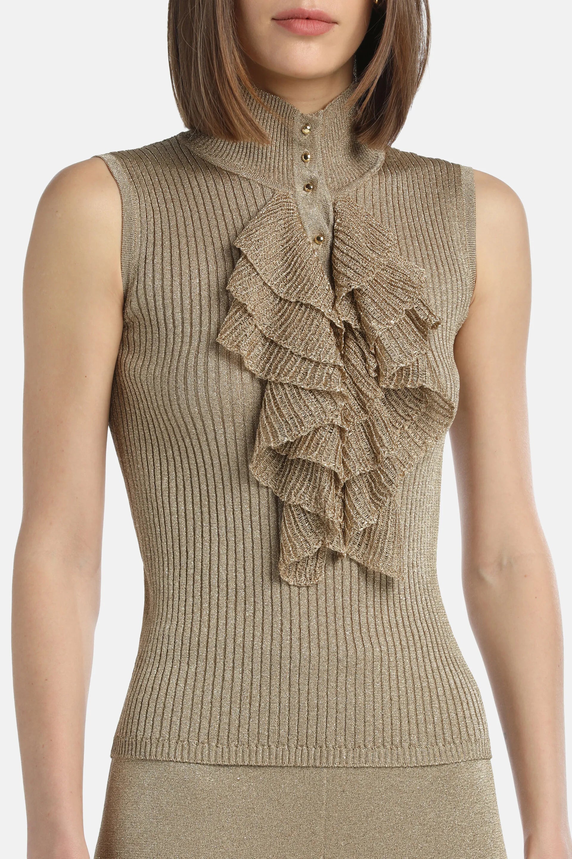 Luisa Spagnoli_Gold_Zuppa - Lurex Ribbed Knit Top_ZUPPA_0428_03