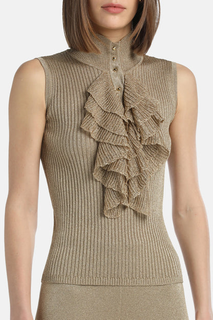 Luisa Spagnoli_Gold_Zuppa - Lurex Ribbed Knit Top_ZUPPA_0428_03