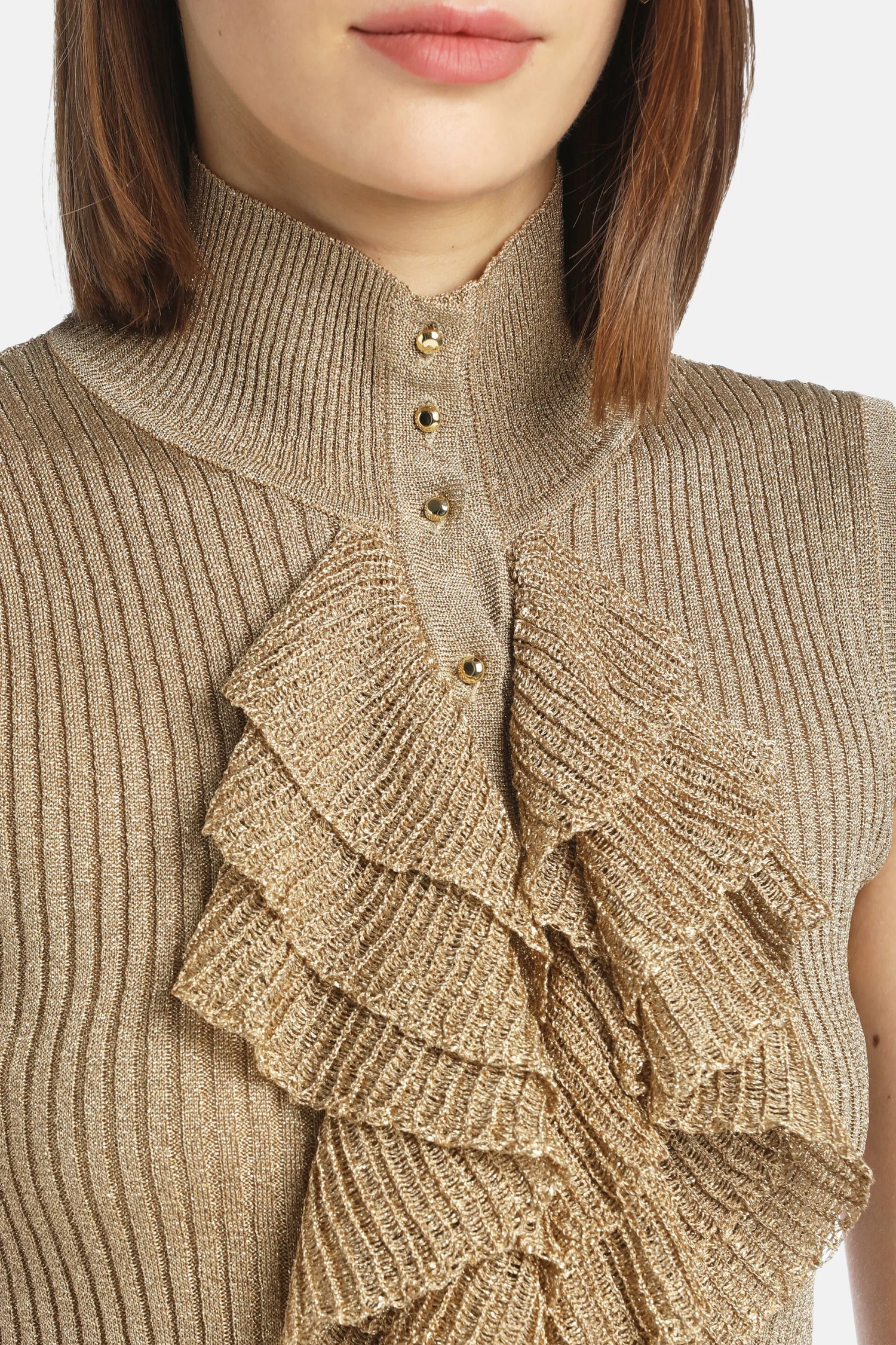 Luisa Spagnoli_Gold_Zuppa - Lurex Ribbed Knit Top_ZUPPA_0428_04