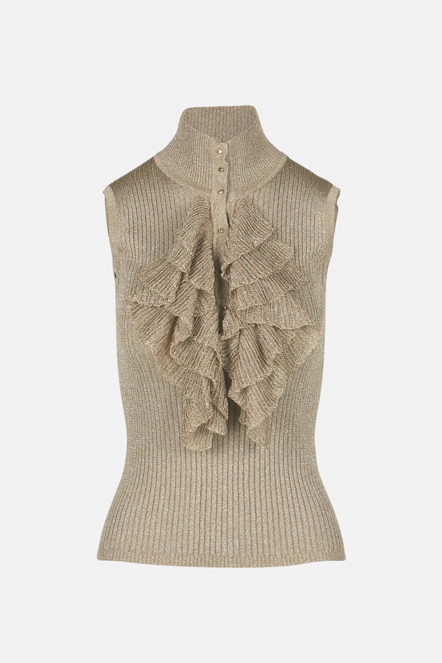 Luisa Spagnoli_Gold_Zuppa - Lurex Ribbed Knit Top_ZUPPA_0428_05