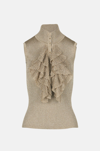 Luisa Spagnoli_Gold_Zuppa - Lurex Ribbed Knit Top_ZUPPA_0428_05