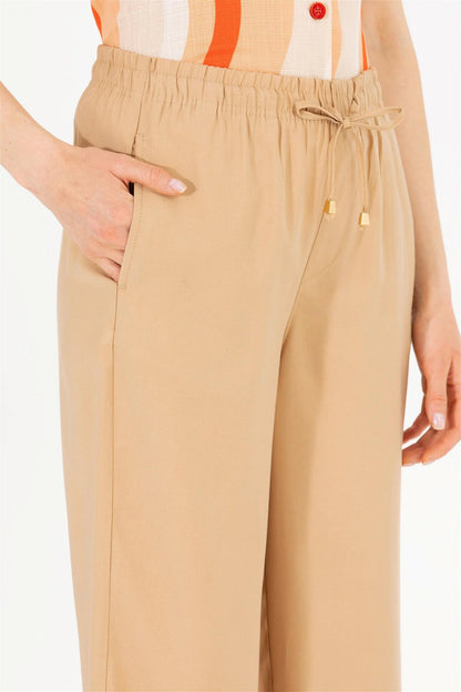 Beige Wide Leg Palazzo Trouser With Side Slits