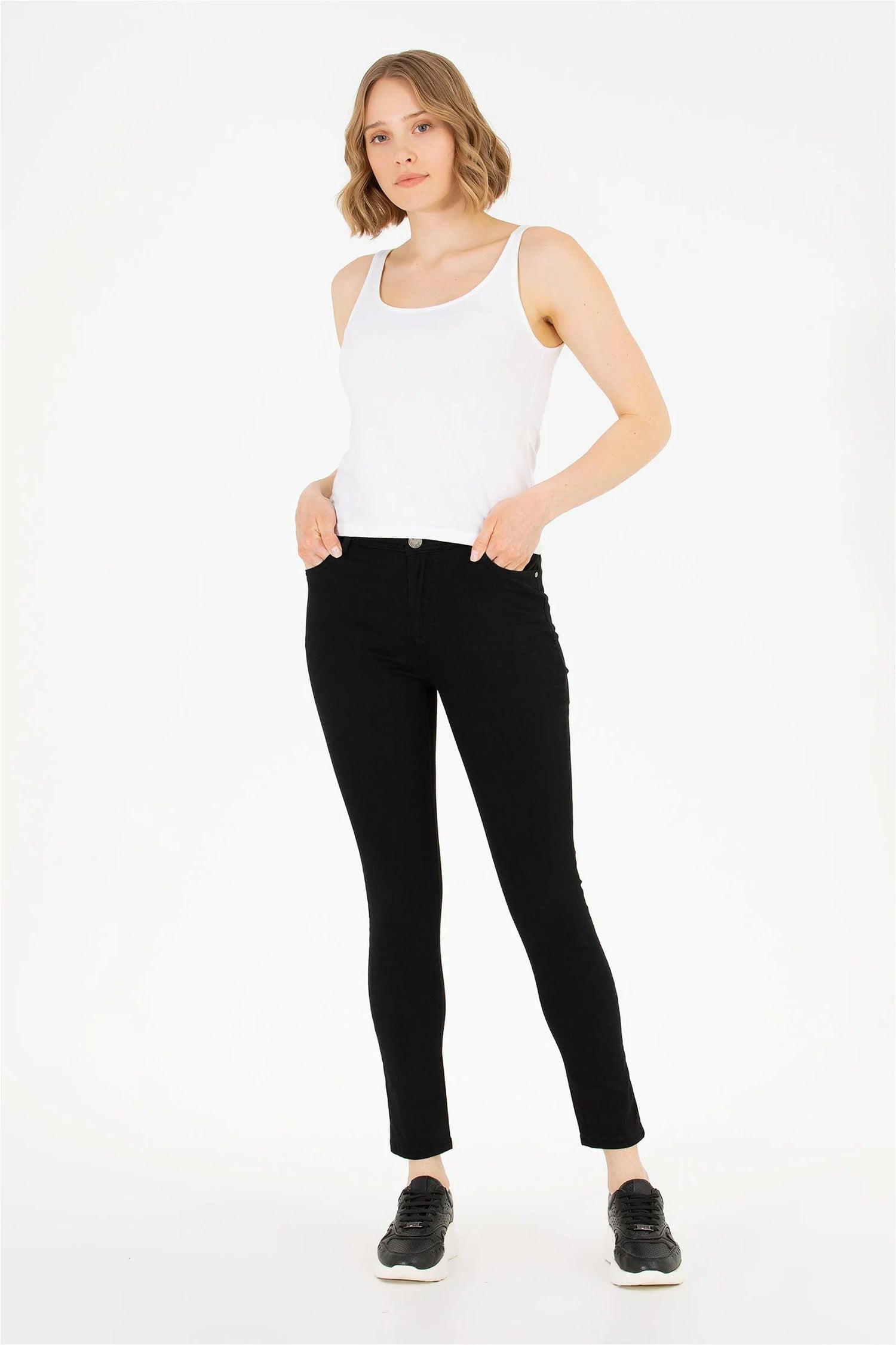 Black Skinny Fit Chino Trousers