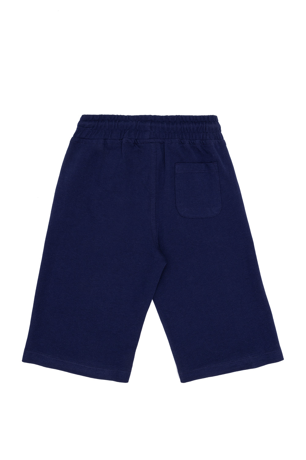 Blue Knitted Shorts With Black Drawstrings