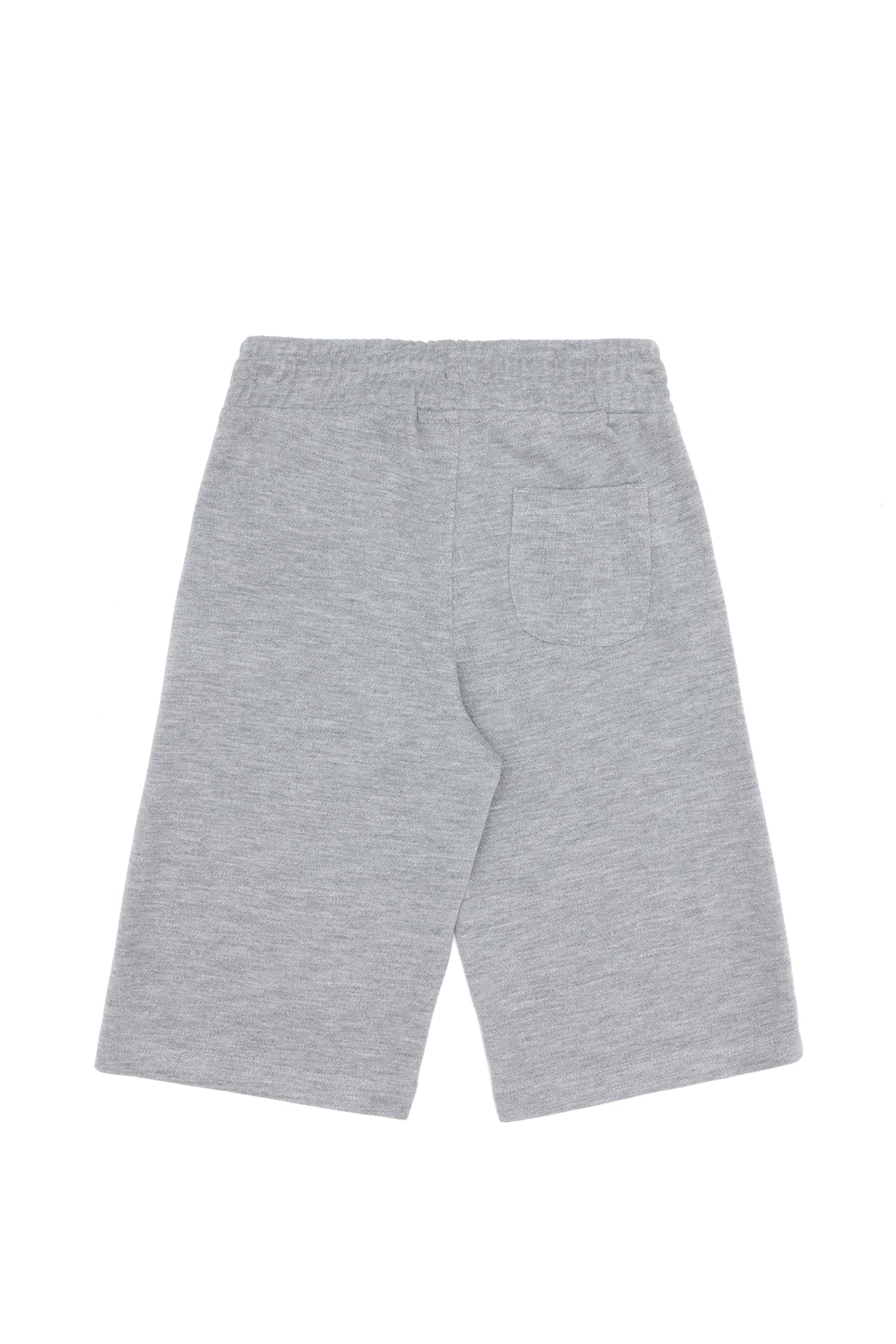 Grey Knitted Shorts With Black Drawstrings