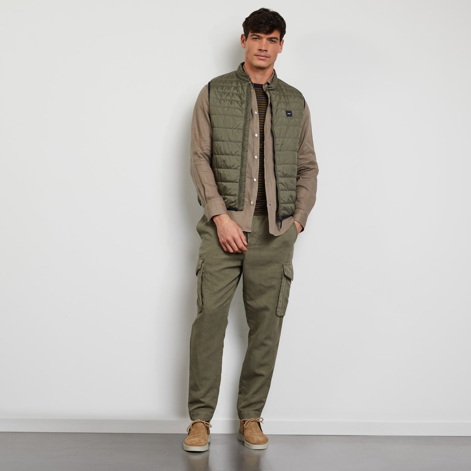 Khaki Cargo Trousers - 01