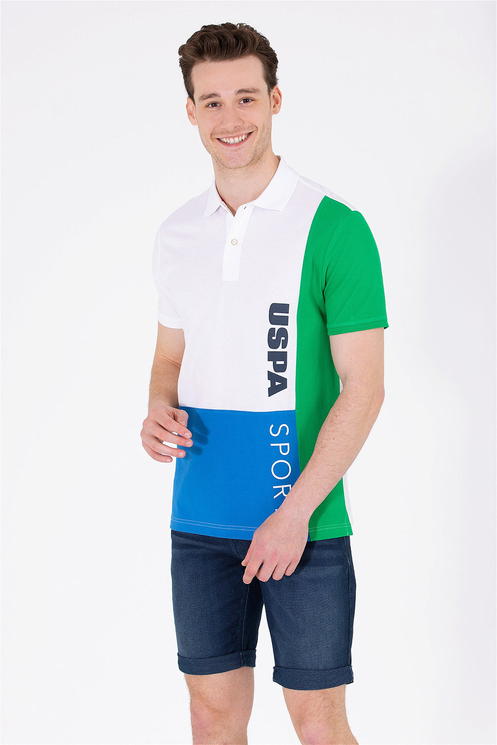 Multi-Color Color Block Short Sleeve Polo Shirt