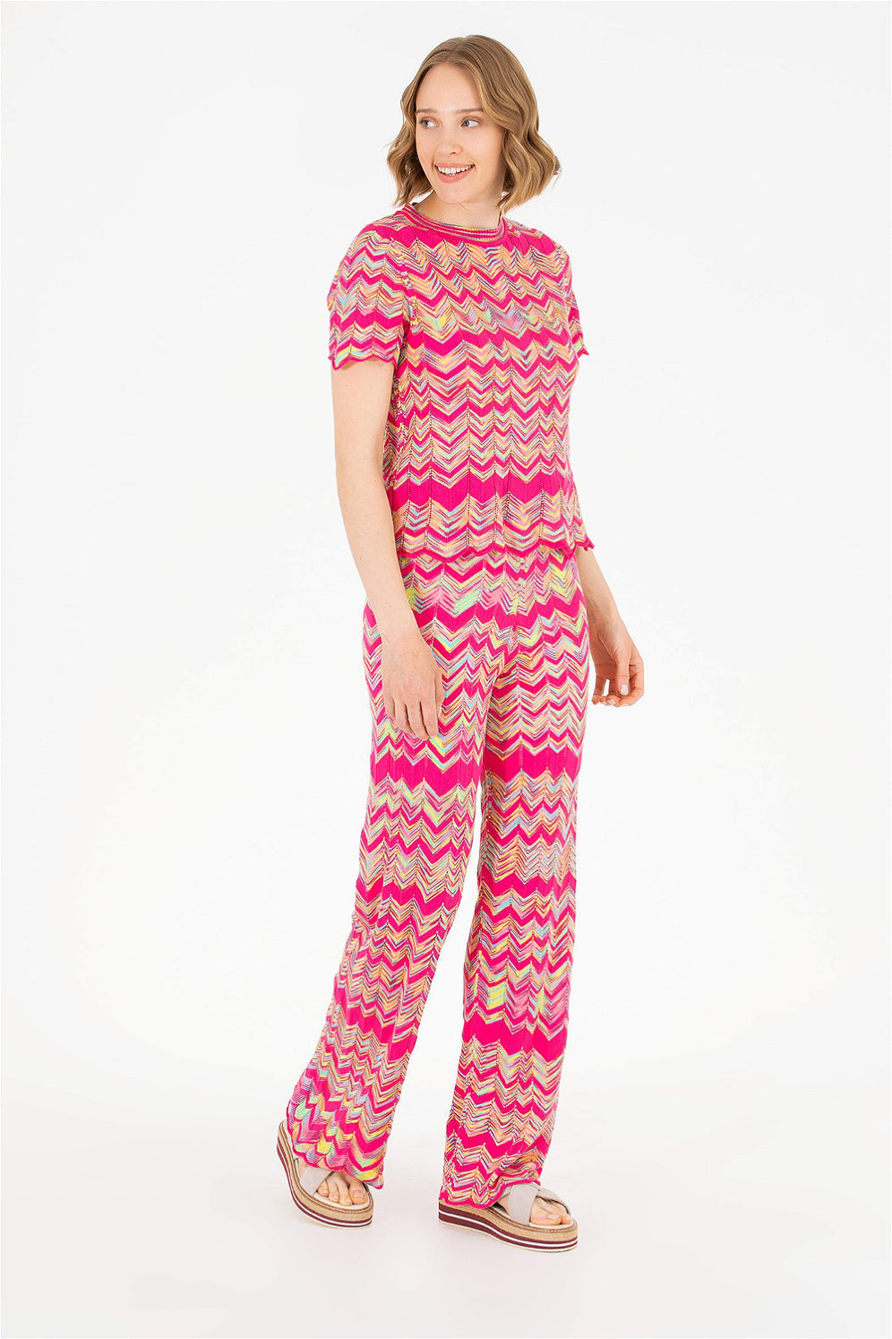 Multi-Color Patterened Slip On Trouser