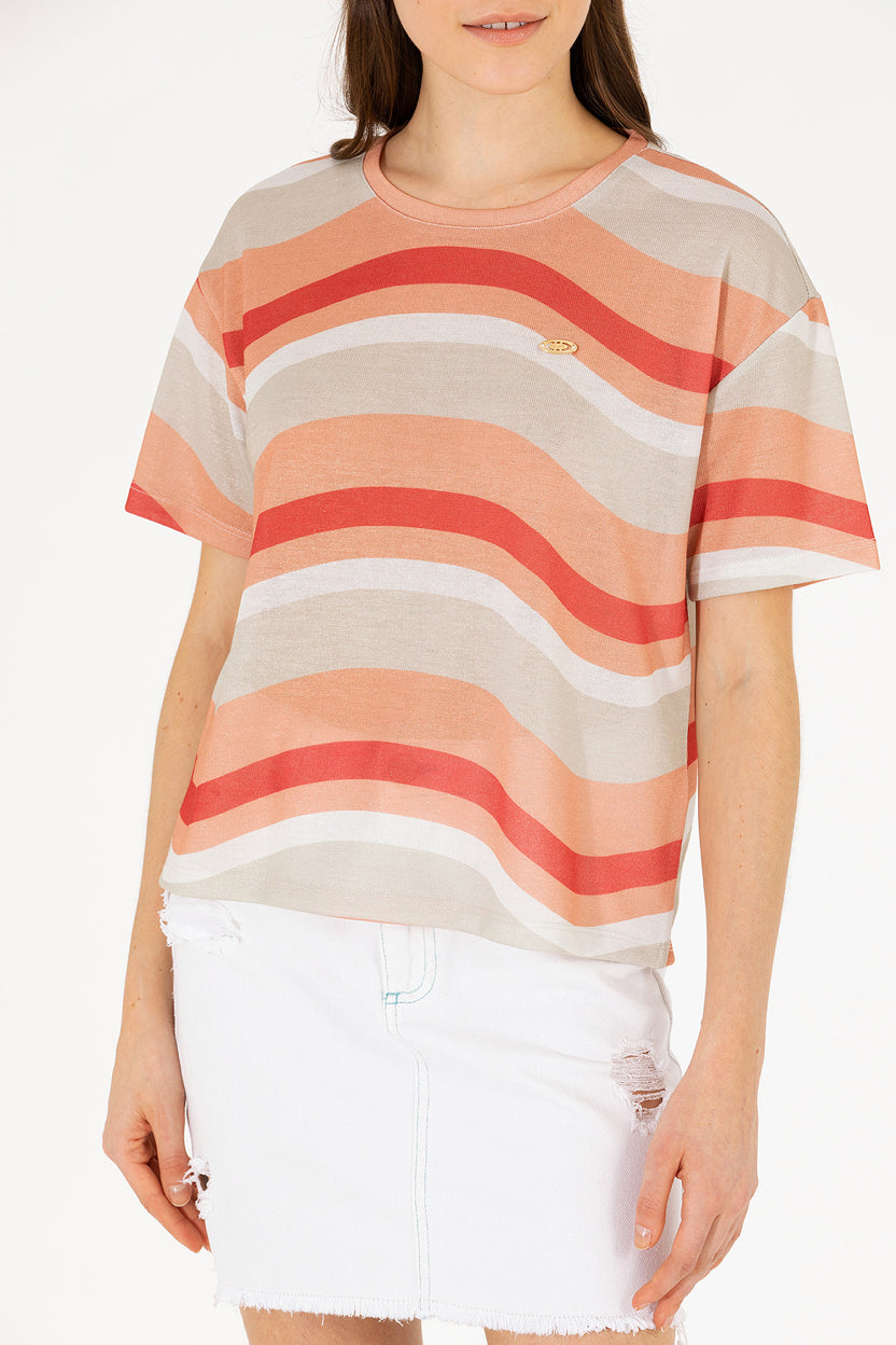 Multi-Color Striped Short Sleeve T-Shirt