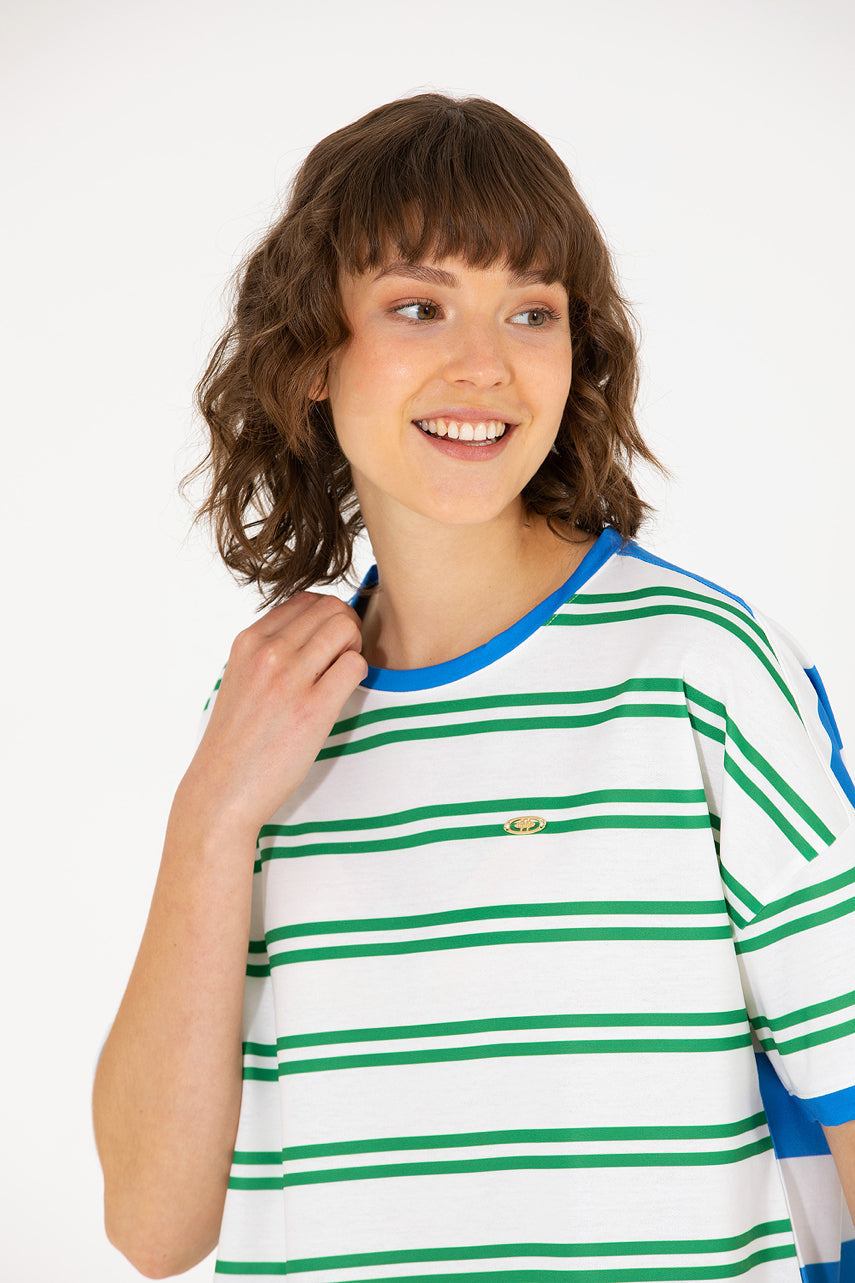 Oversized Striped Short Sleeve T-Shirt