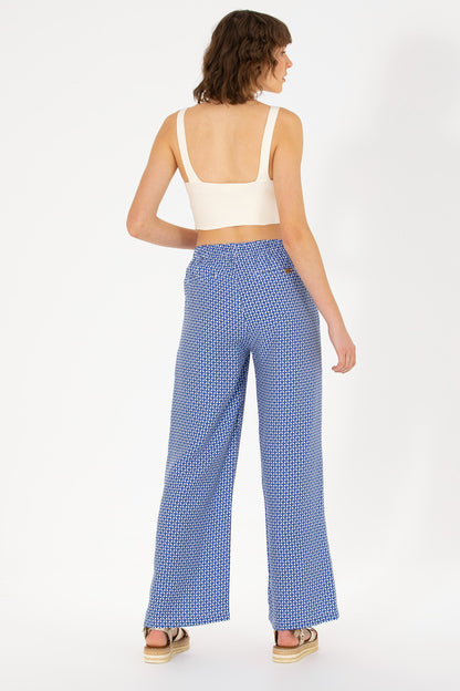 Patterned Multi-Color Slip On Trousers