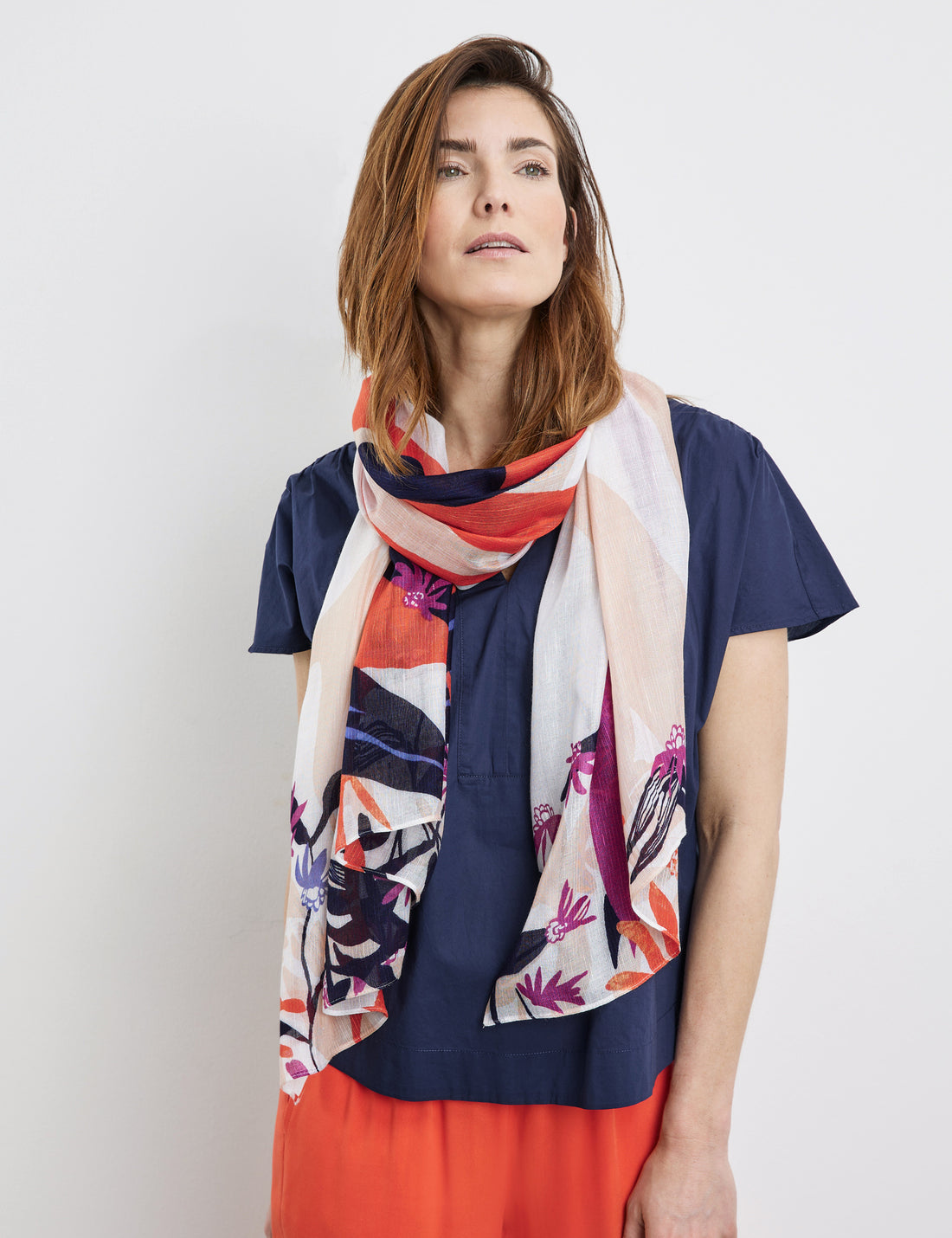 Patterned Scarf With A Floral Pattern