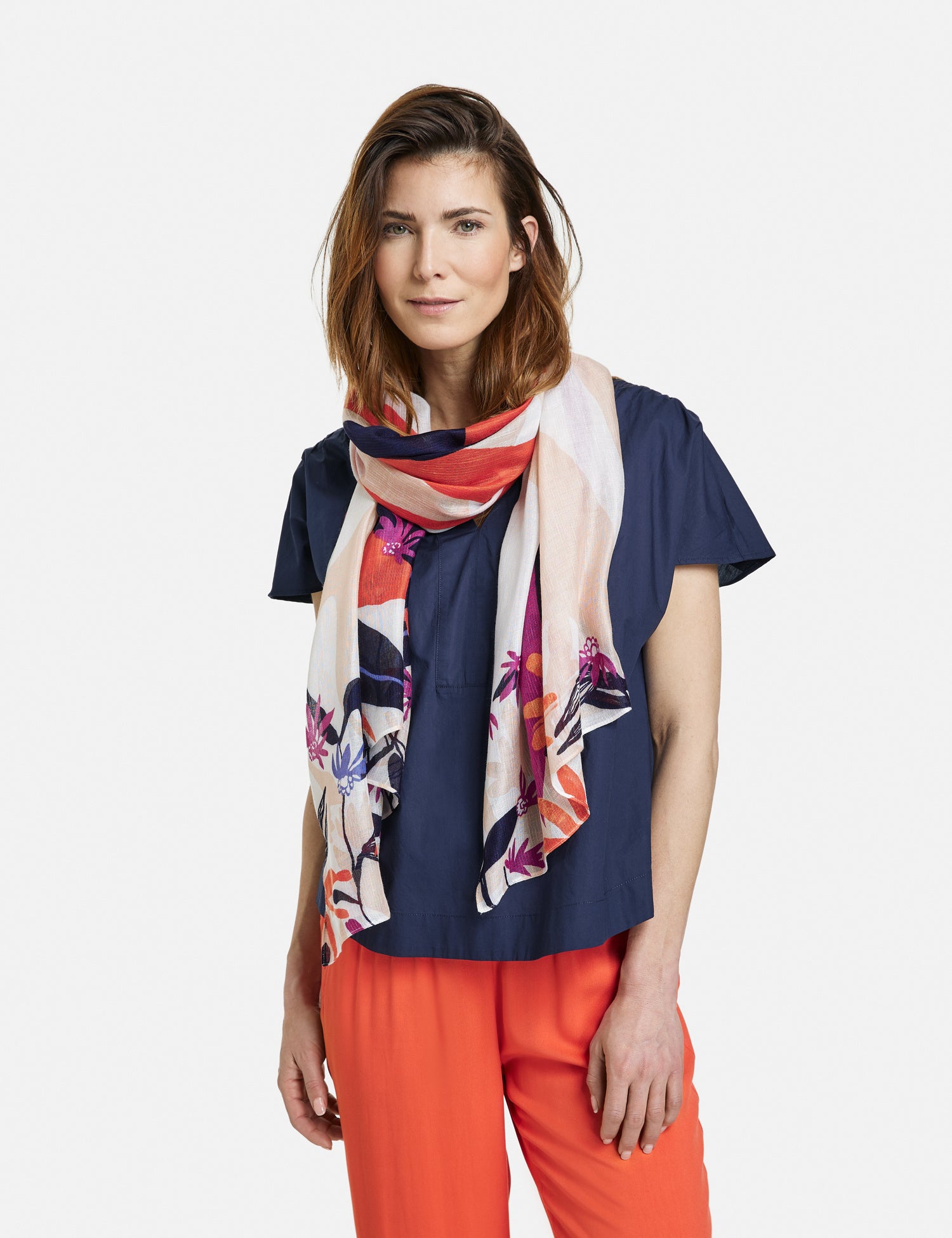 Patterned Scarf With A Floral Pattern