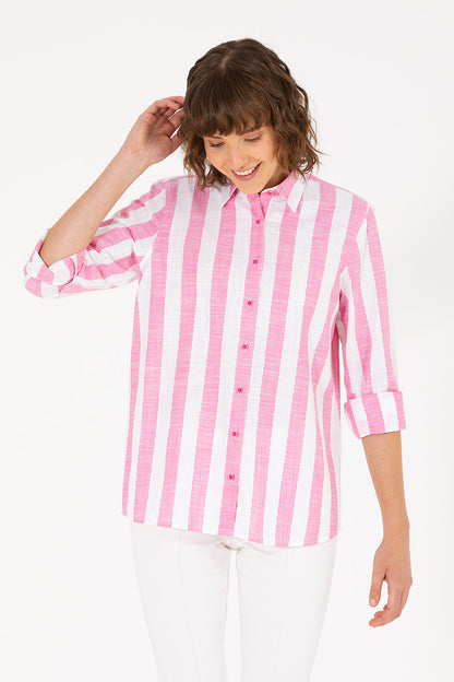 Pink Striped Long Sleeve Shirt