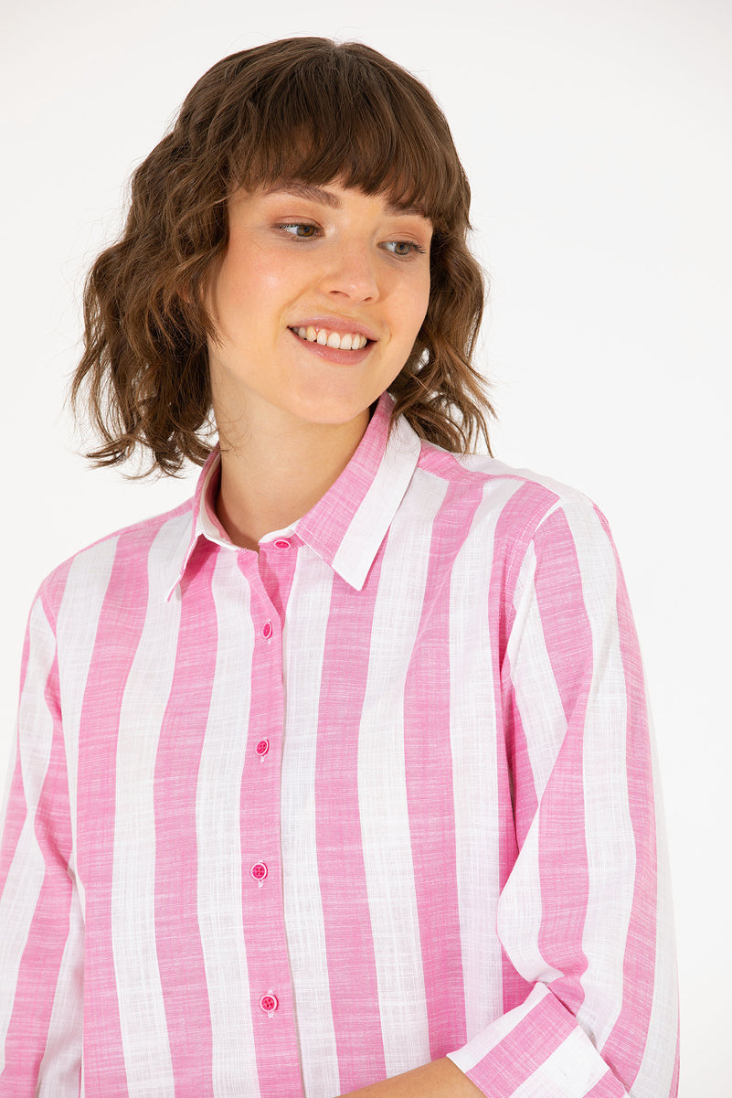 Pink Striped Long Sleeve Shirt