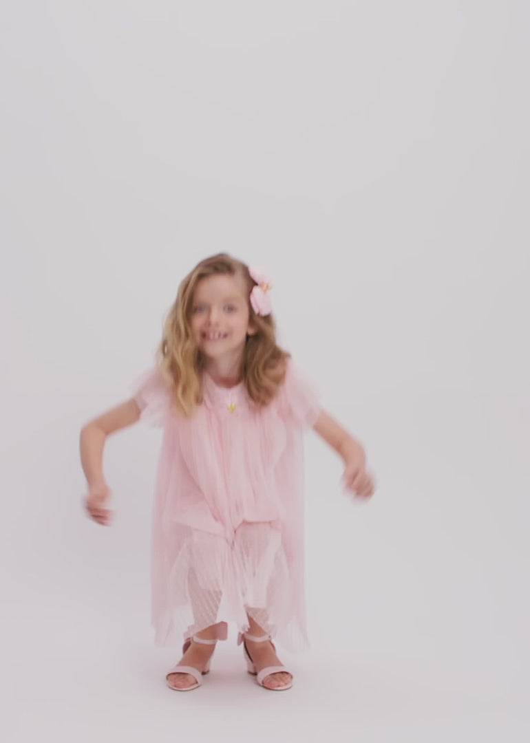 Cho Spotted Tulle Butterfly Dress Pale Pink