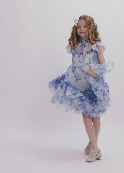 Marigold Blue Flower Dress Snowdrop