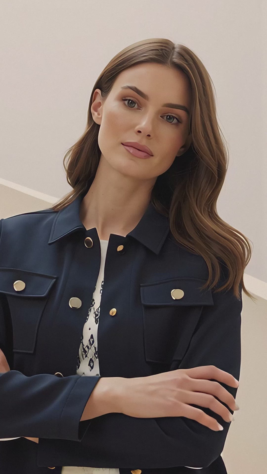 Betty Barclay Dark Blue/Cream Women Casual Slim Fit Trousers SKU: 6143-1706_8813