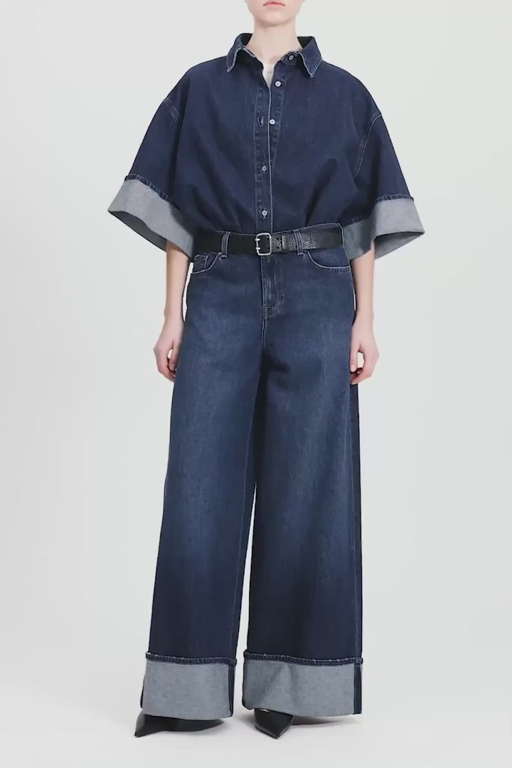 7 For All Mankind_Dark Blue_Mankind Nina Cuffed Overshirt_7UK40C10_1BM_Vid