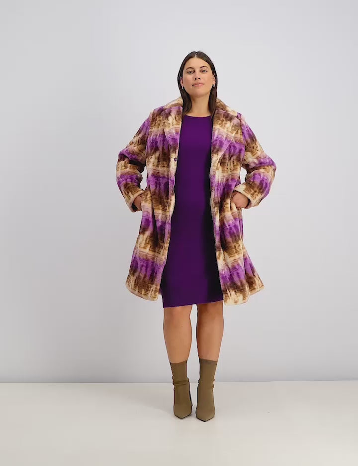 Short Coat Made of Faux Fur