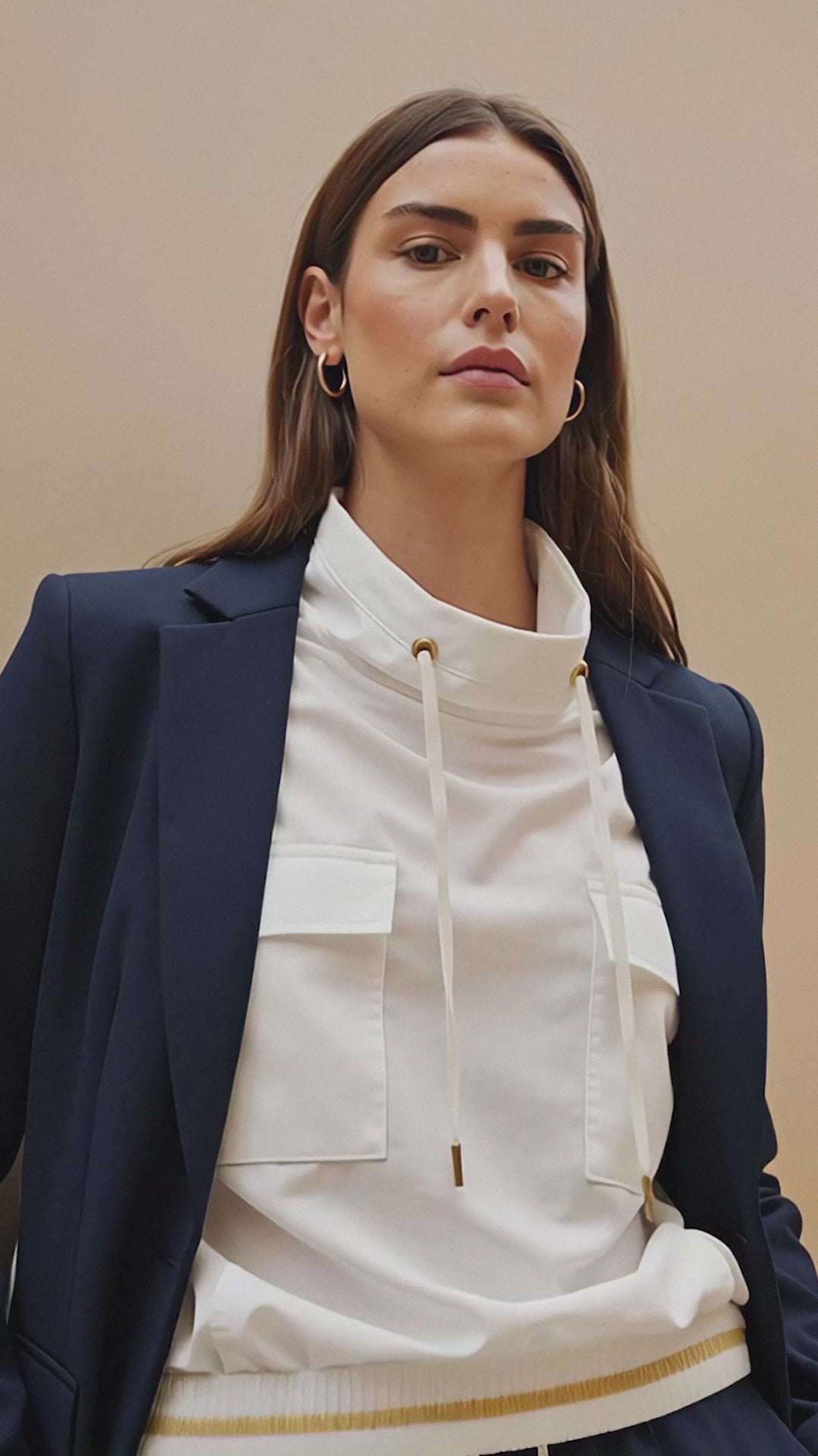 Betty Barclay  Women Overblouse 1/1 Sleeve &amp; Blue Pull-On Trousers with Side Pockets SKU: 8017-1759_1014 &amp; 6145-1761_8345