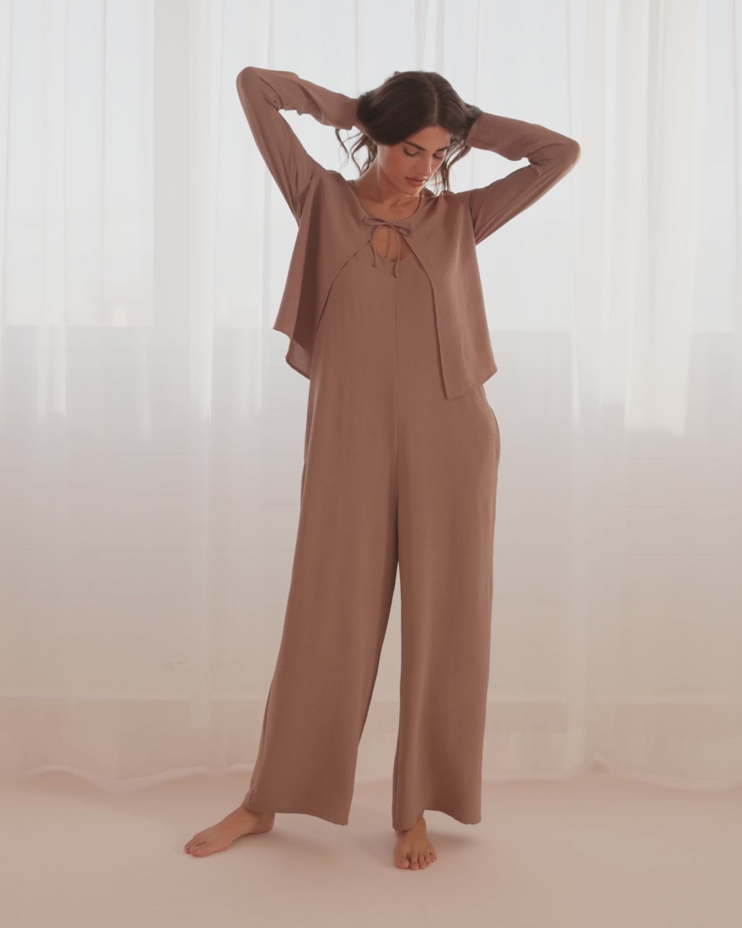 Wide Leg Crinkle Jumpsuit