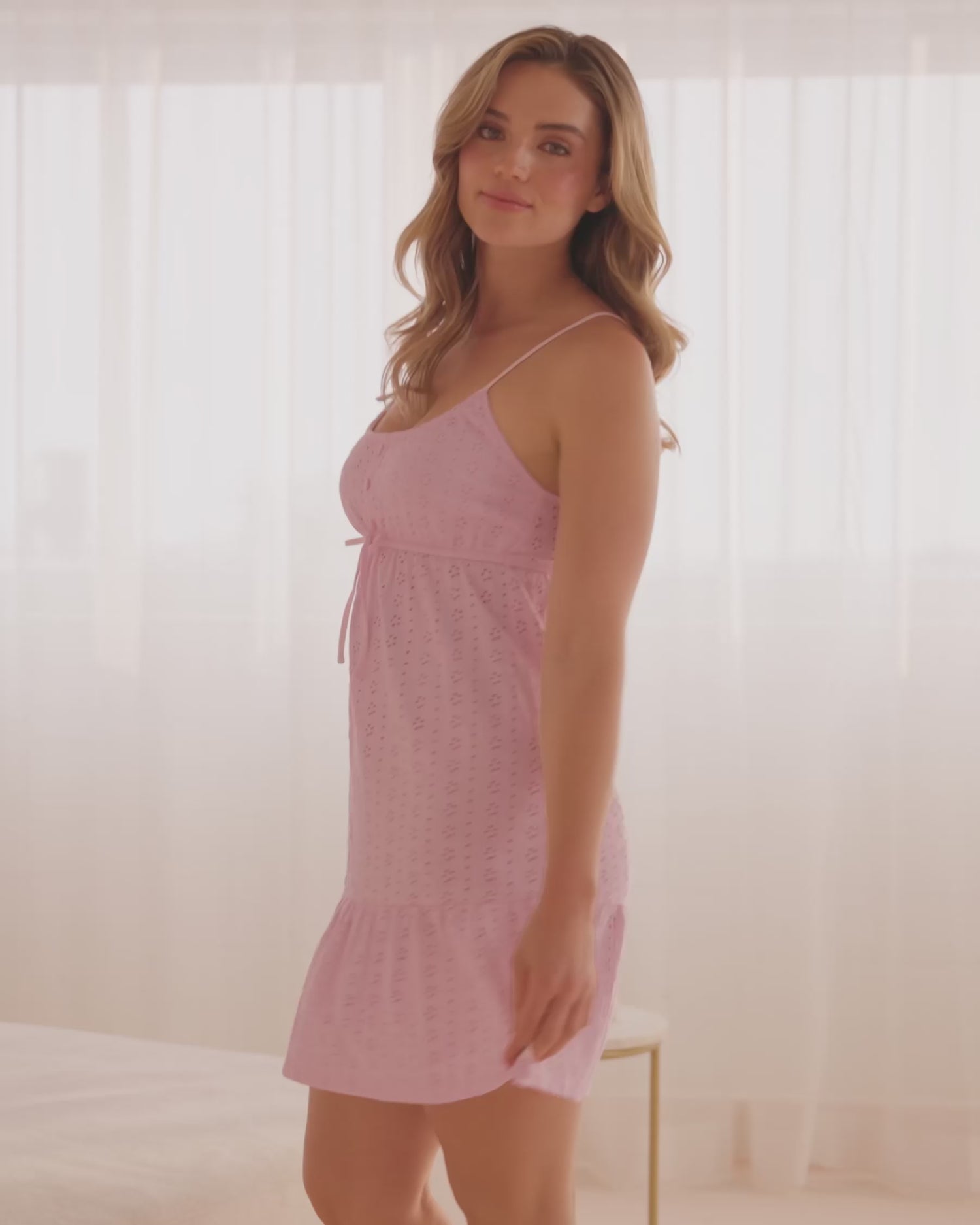 Cotton Eyelet Tiered Nightie