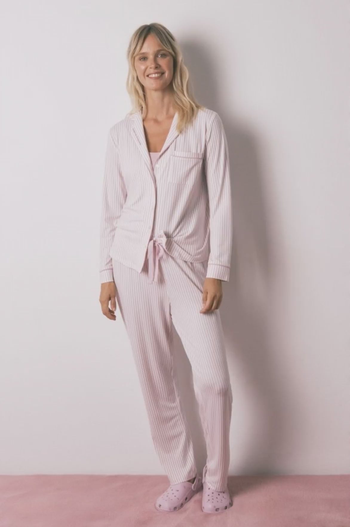 Women Secret_White Print_Pink Striped Classic Pyjamas_3132252_97