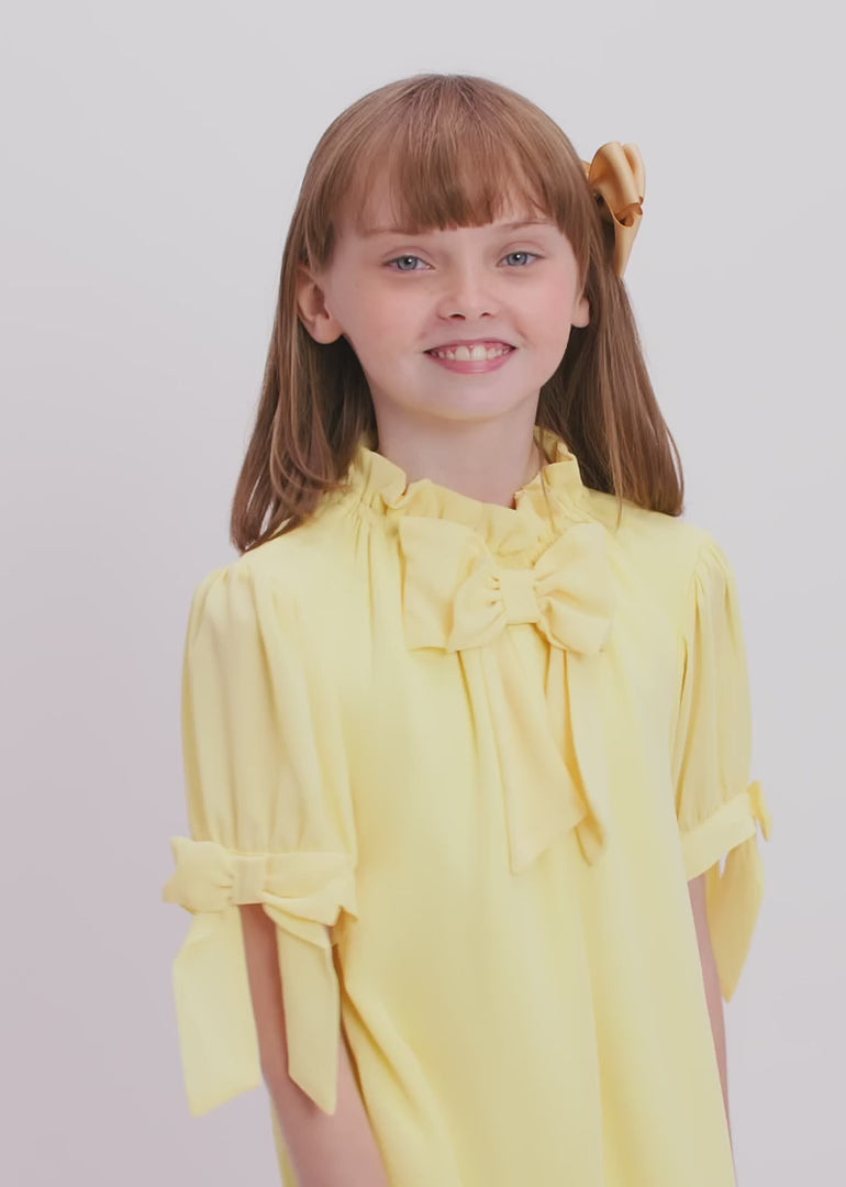 Fernie Bow Trim Dress Sherbert Yellow