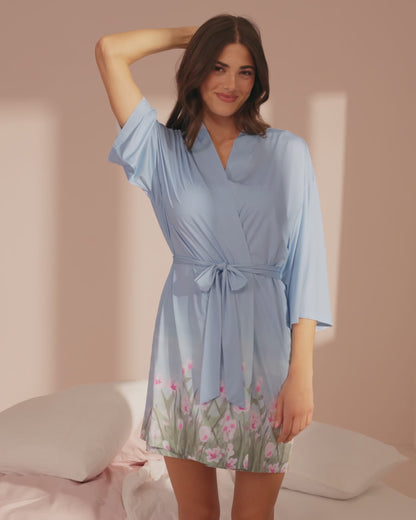 Flower Field Print Kimono