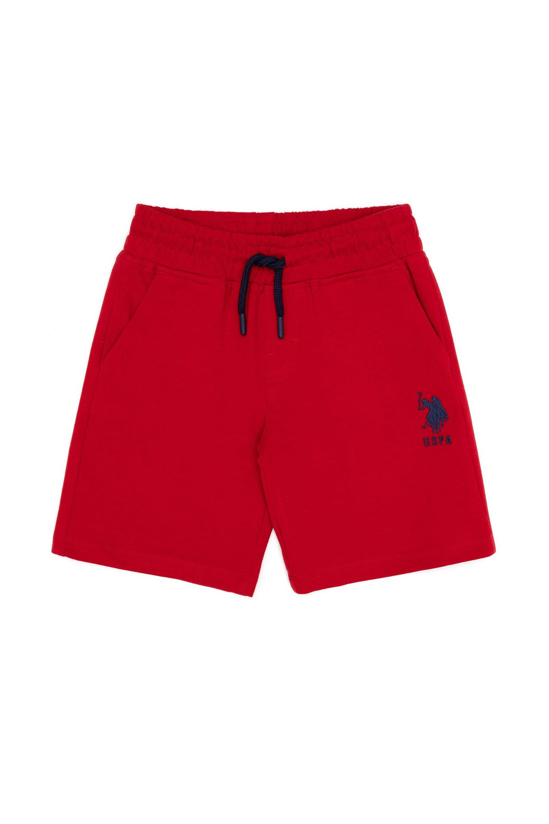 Red Knitted Shorts With Black Drawstrings