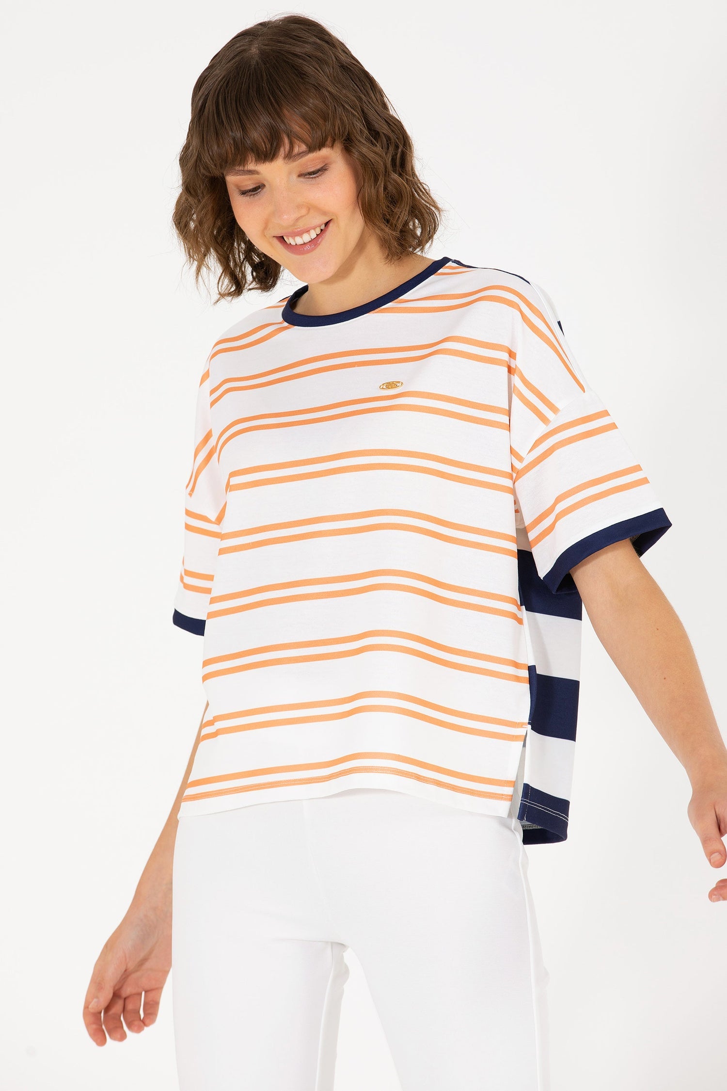 Striped Over-Sized Short Sleeve T-Shirt