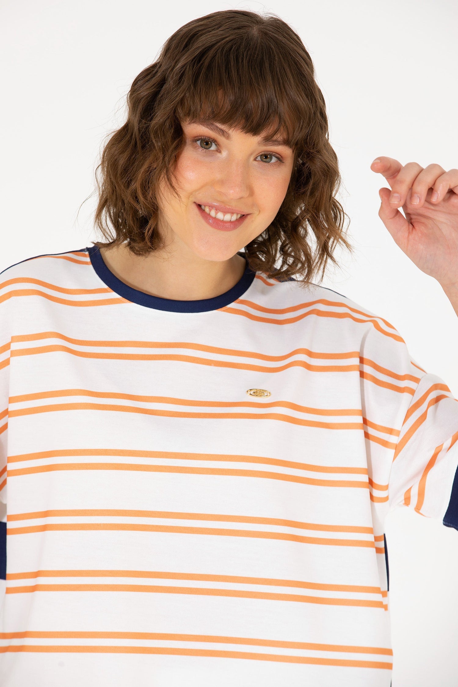 Striped Over-Sized Short Sleeve T-Shirt