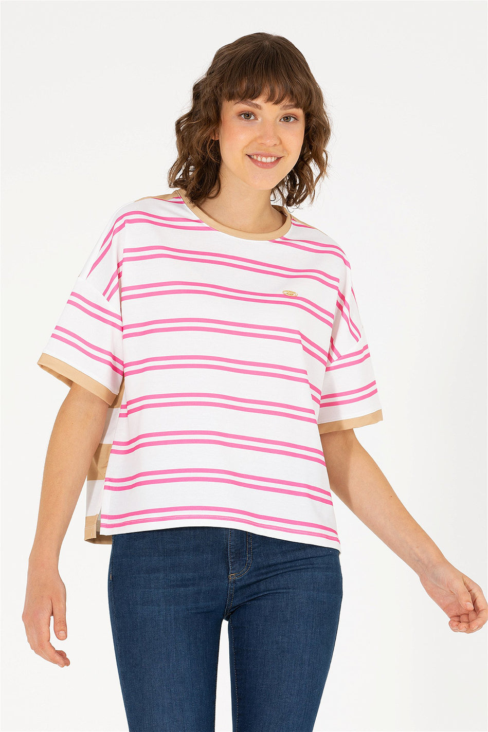 Striped Over-Sized Short Sleeve T-Shirt
