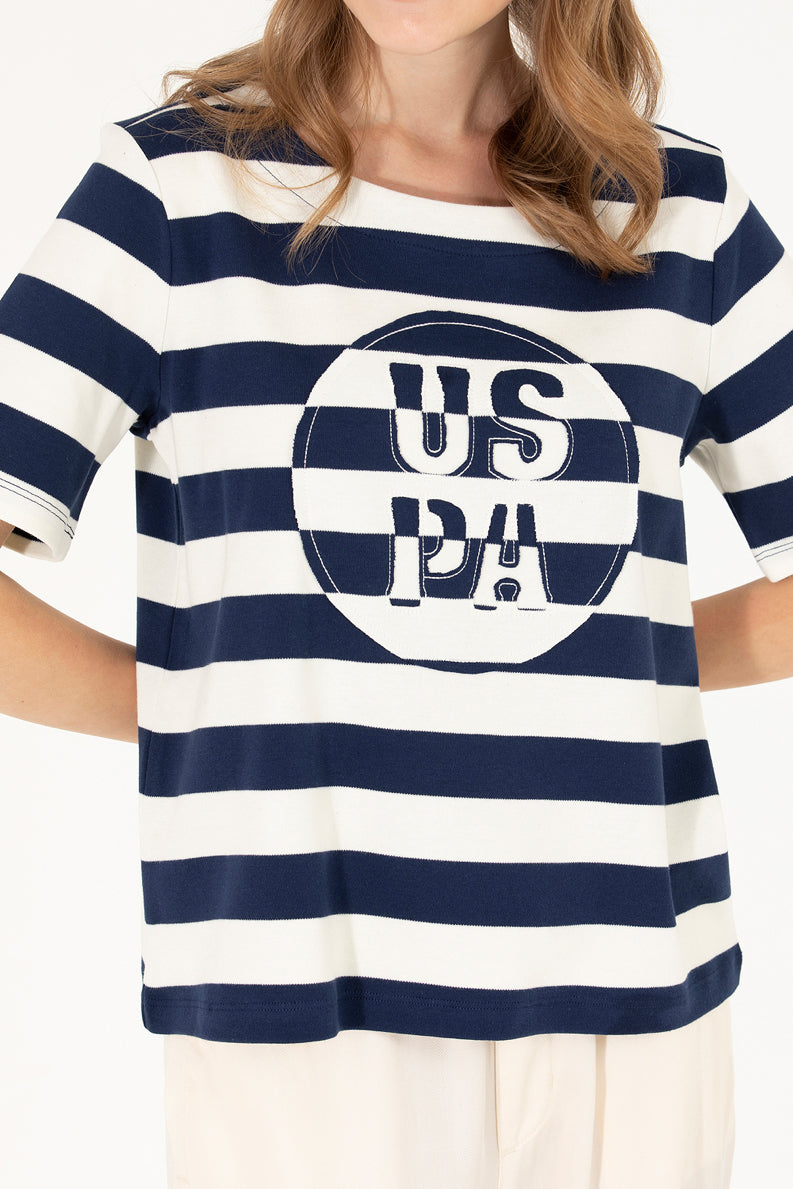 Striped Short Sleeve T-Shirt With Graphics