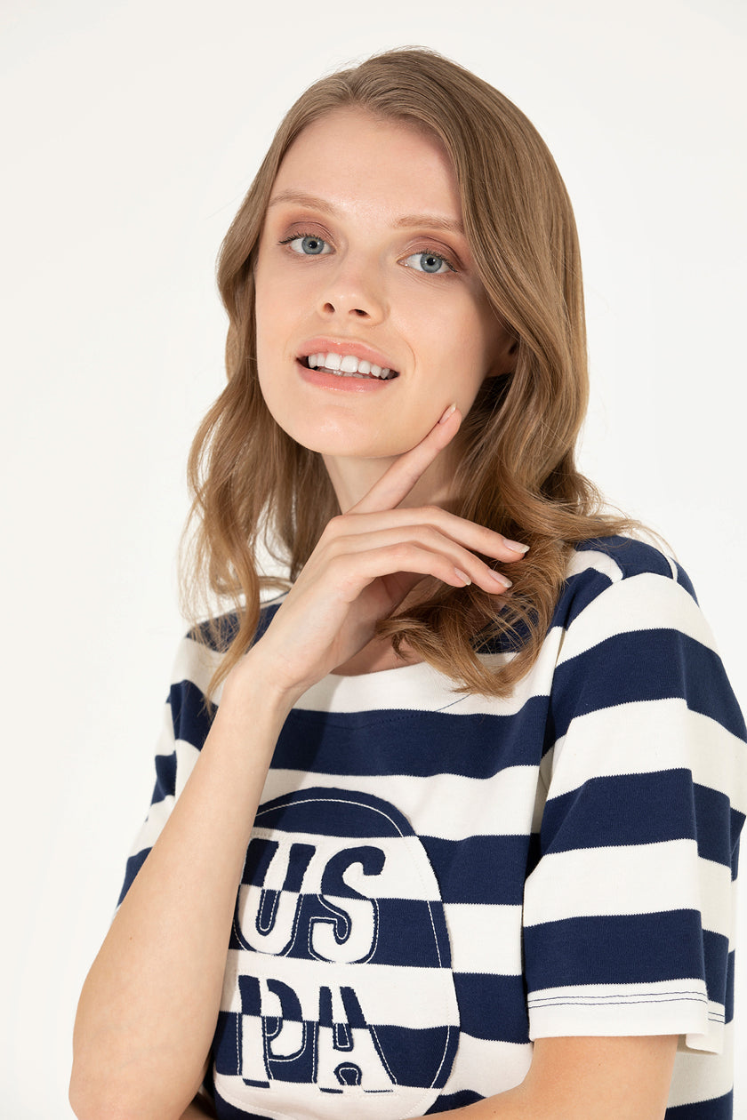 Striped Short Sleeve T-Shirt With Graphics