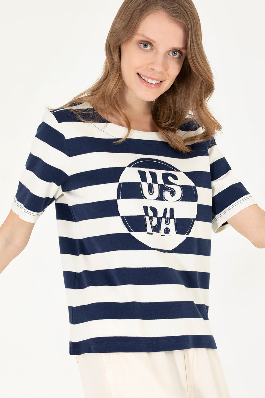 Striped Short Sleeve T-Shirt With Graphics