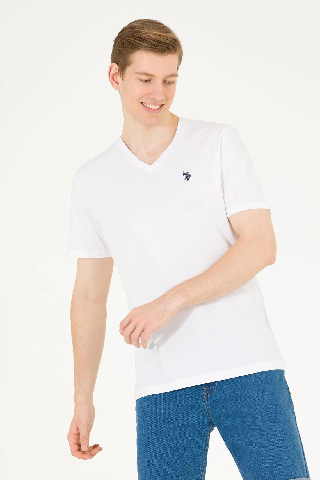 White Short Sleeve V-Neck T-Shirt