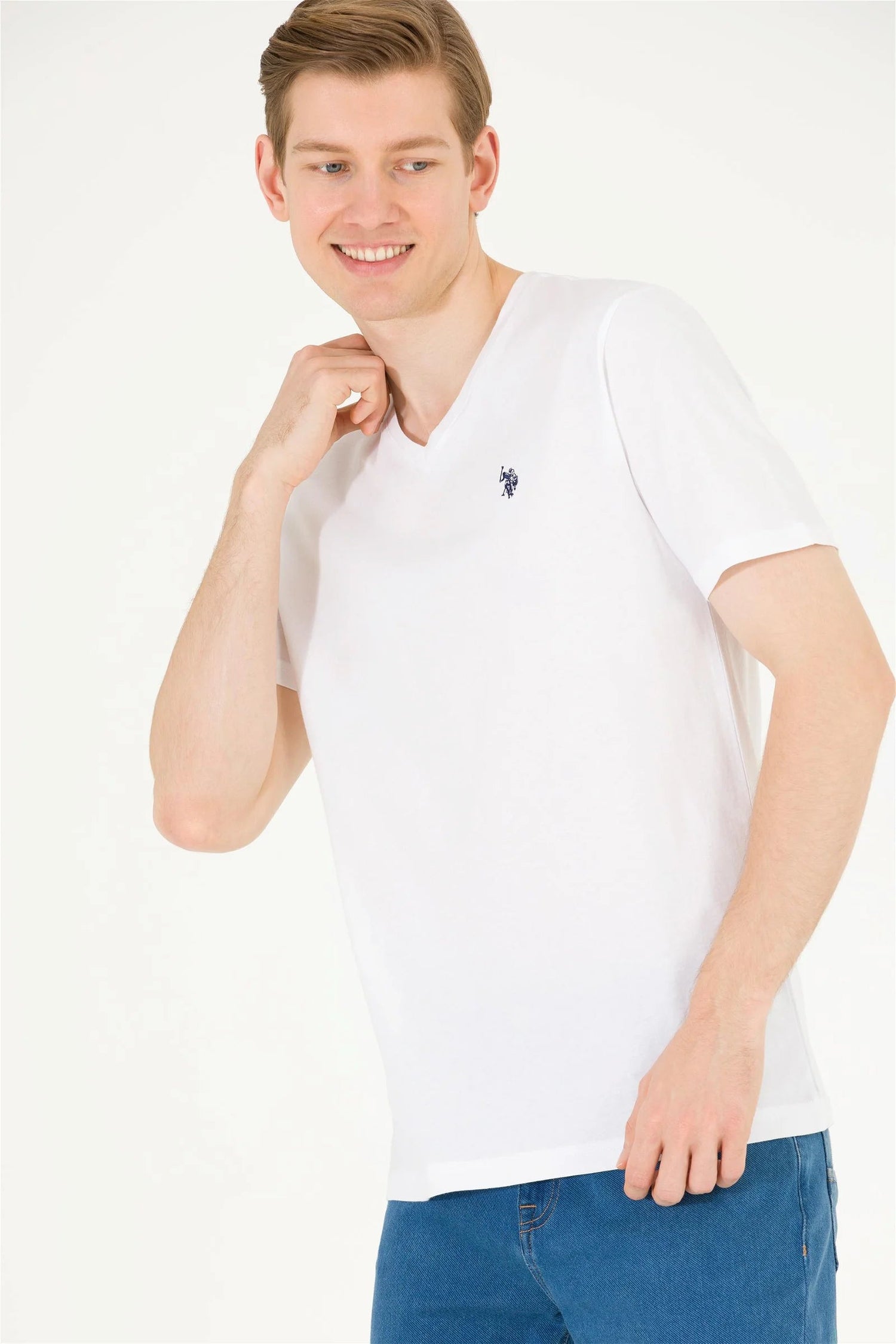 White Short Sleeve V-Neck T-Shirt