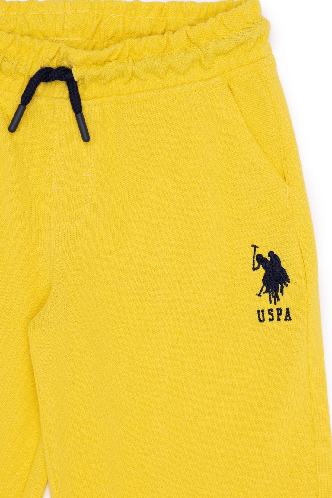 Yellow Knitted Shorts With Black Drawstrings