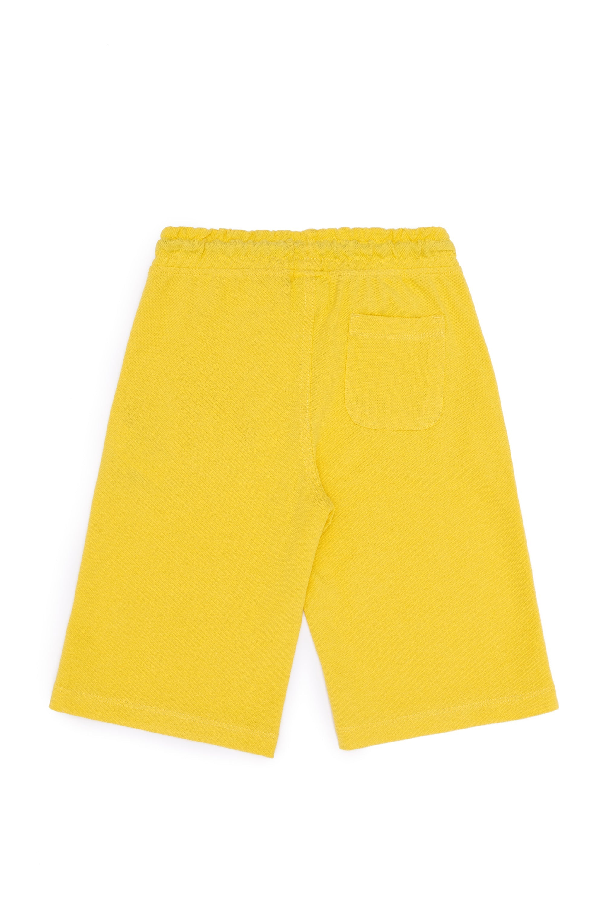 Yellow Knitted Shorts With Black Drawstrings