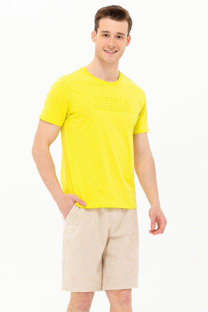 Yellow Round Neck Short Sleeve T-Shirt