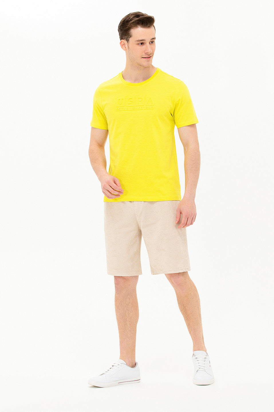 Yellow Round Neck Short Sleeve T-Shirt