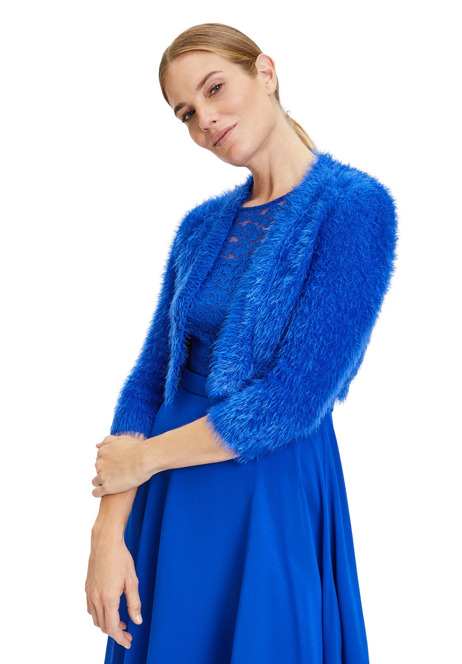 Blue Cropped Faux Fur Cardigan_0244-4565_8325_01