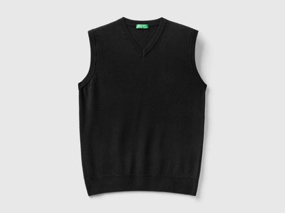 Black Vest In Pure Merino Wool_1002U400L_100_04