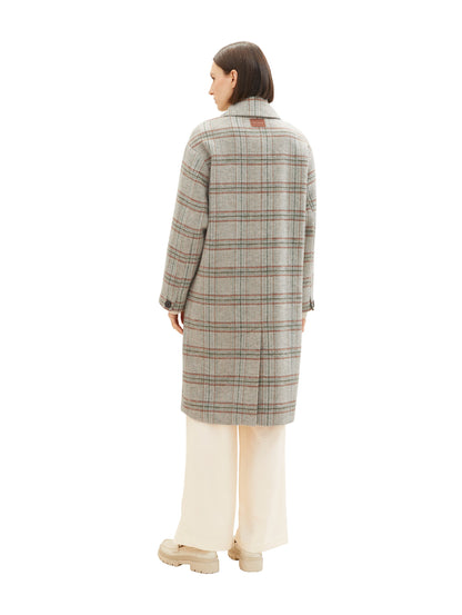 Checkered Relaxed Fit Coat_1037556_32426_04