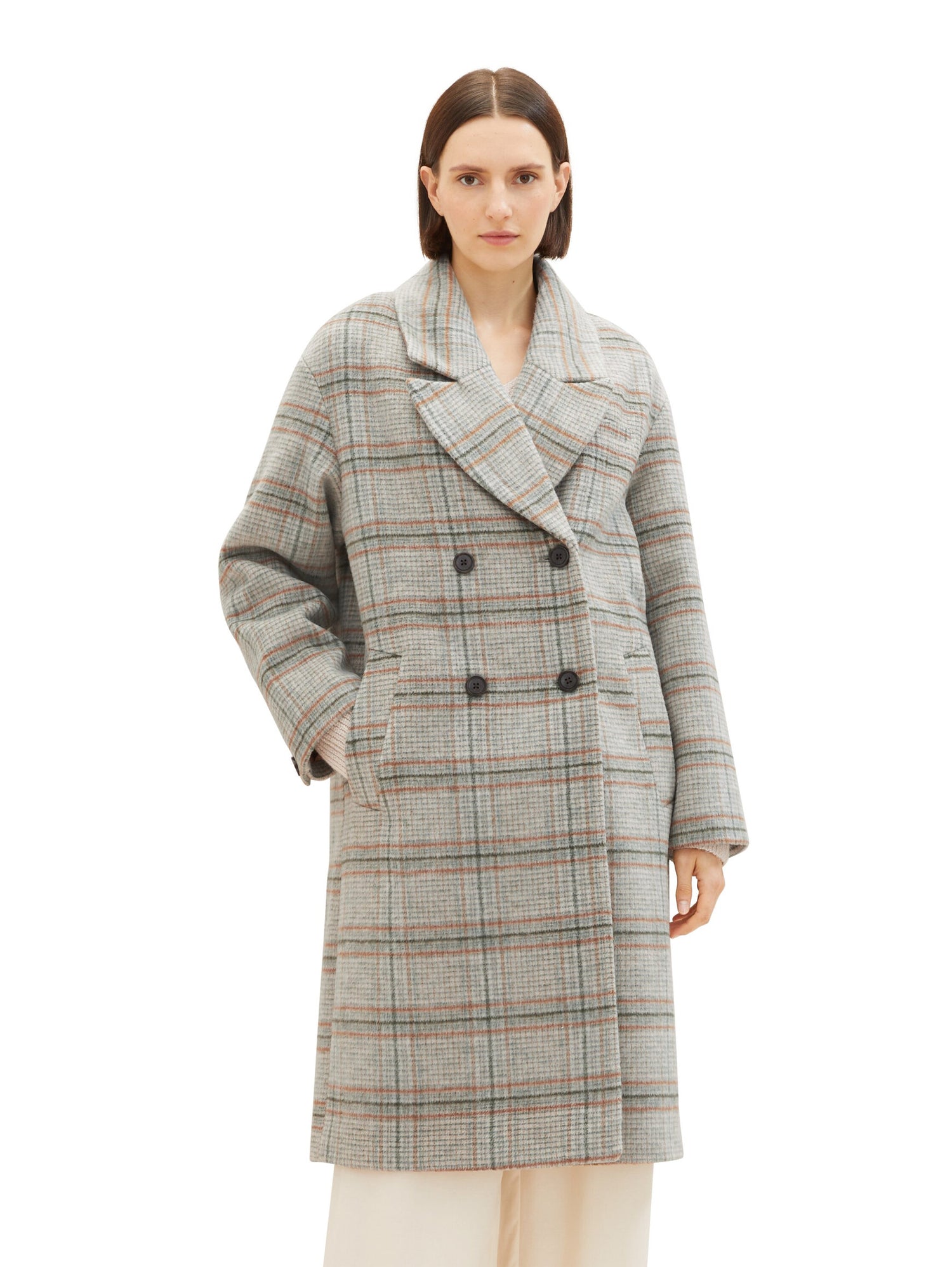 Checkered Relaxed Fit Coat_1037556_32426_06