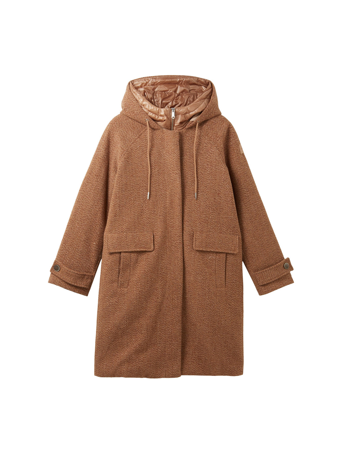 Fabric Mix Hooded Coat_1037559_32613_01