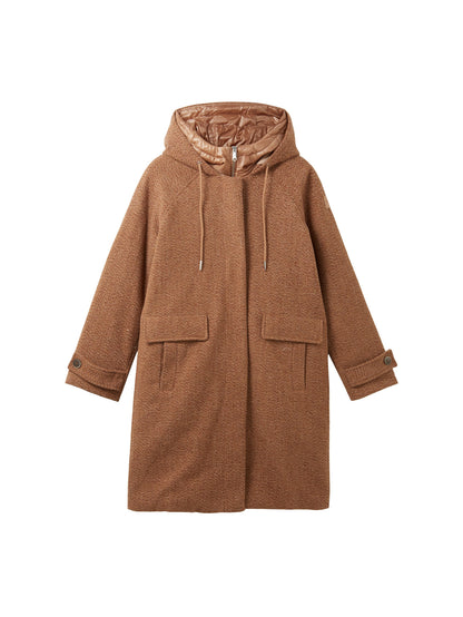 Fabric Mix Hooded Coat_1037559_32613_01