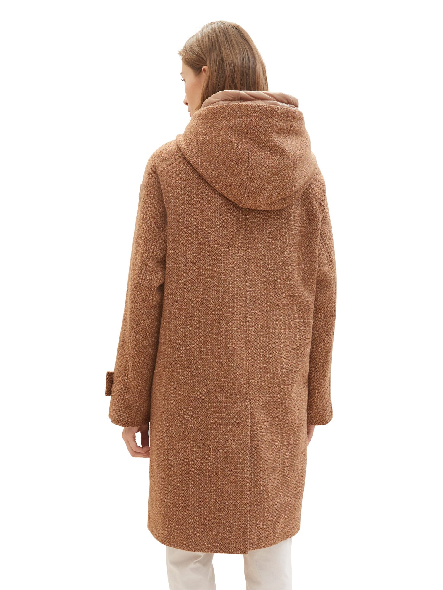 Fabric Mix Hooded Coat_1037559_32613_04